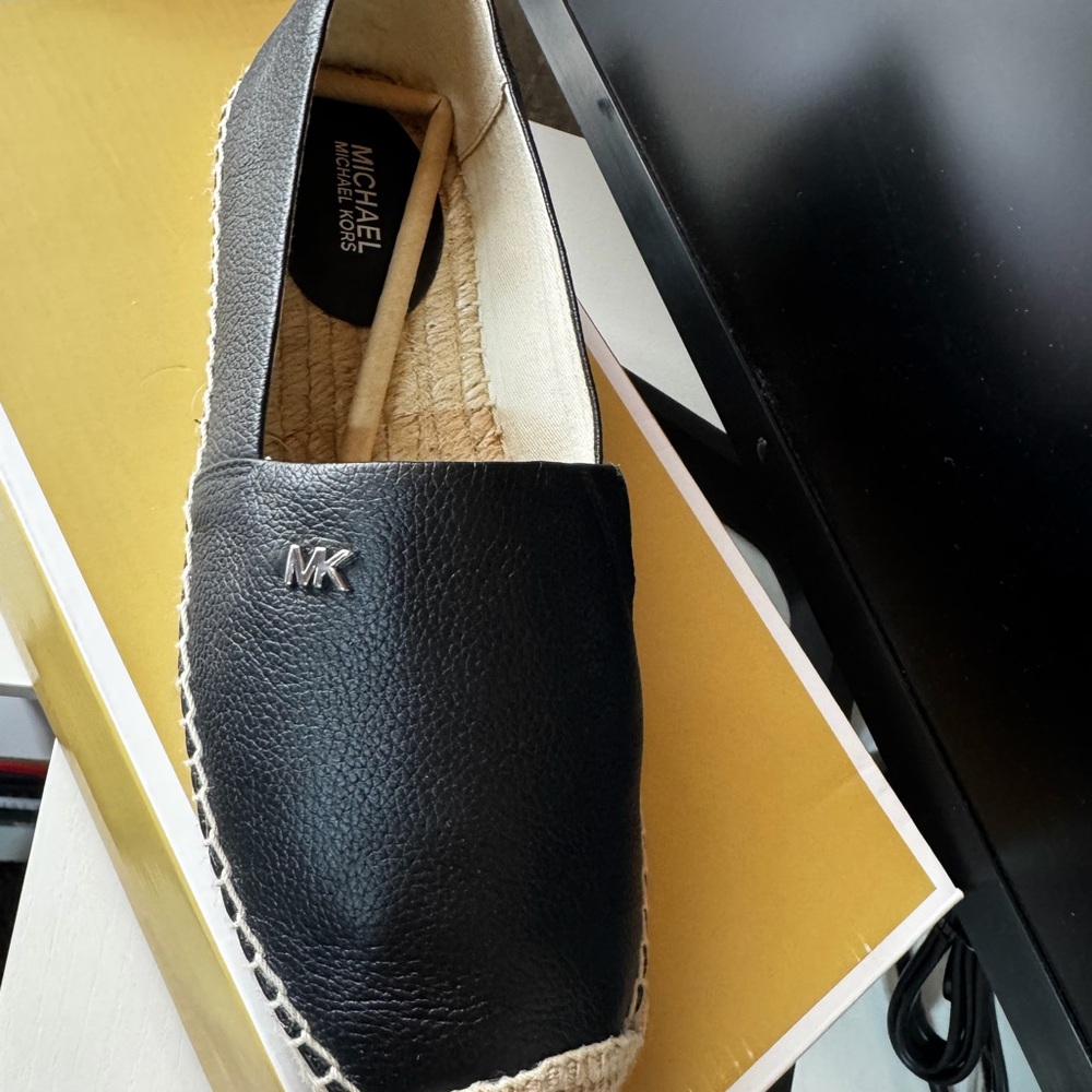 Michael Kors Black Leather Espadrille Shoes